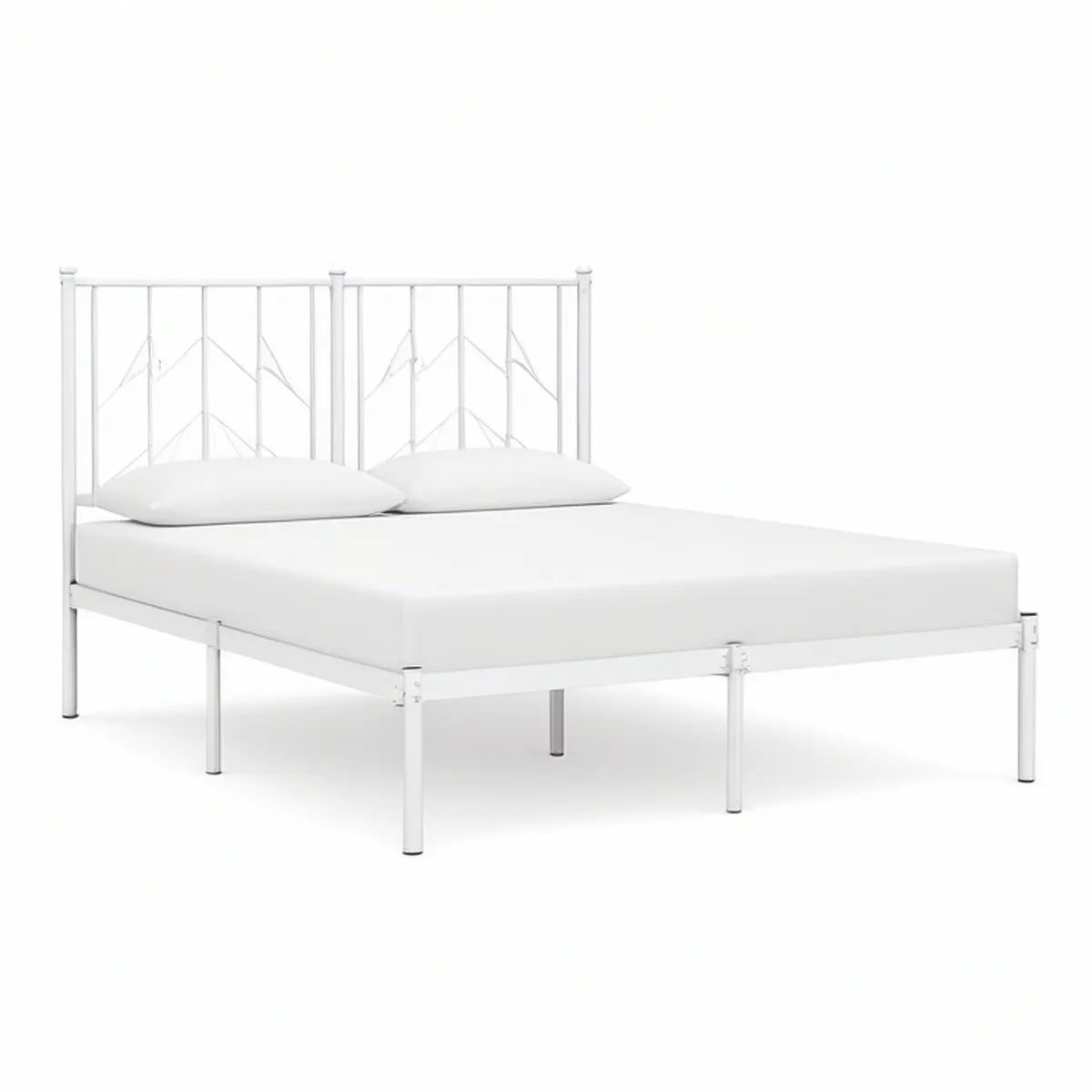 Weisses Stahlbettgestell 140 x 200 cm, 144 x 207 x 96 cm