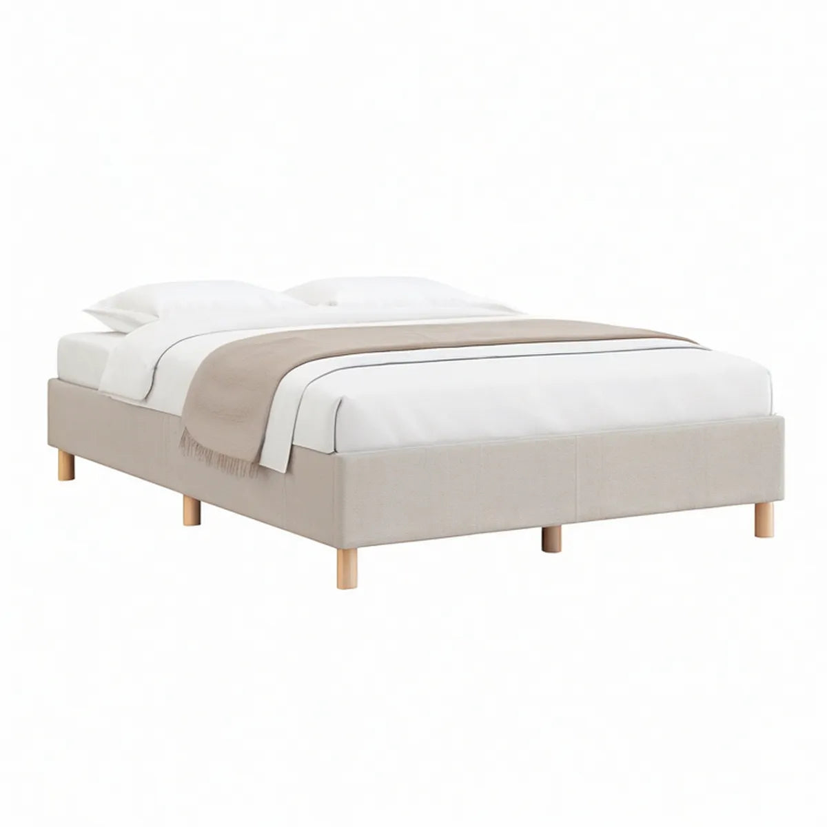 Polsterbettgestell 160 x 200 cm ohne Kopfteil Beige/Natur