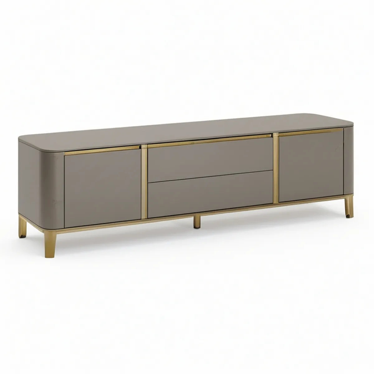 TV-Lowboard aus MDF in Taupe/Gold, 180 x 40 x 55 cm