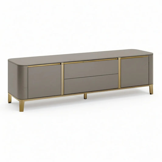 TV-Lowboard aus MDF in Taupe/Gold, 180 x 40 x 55 cm