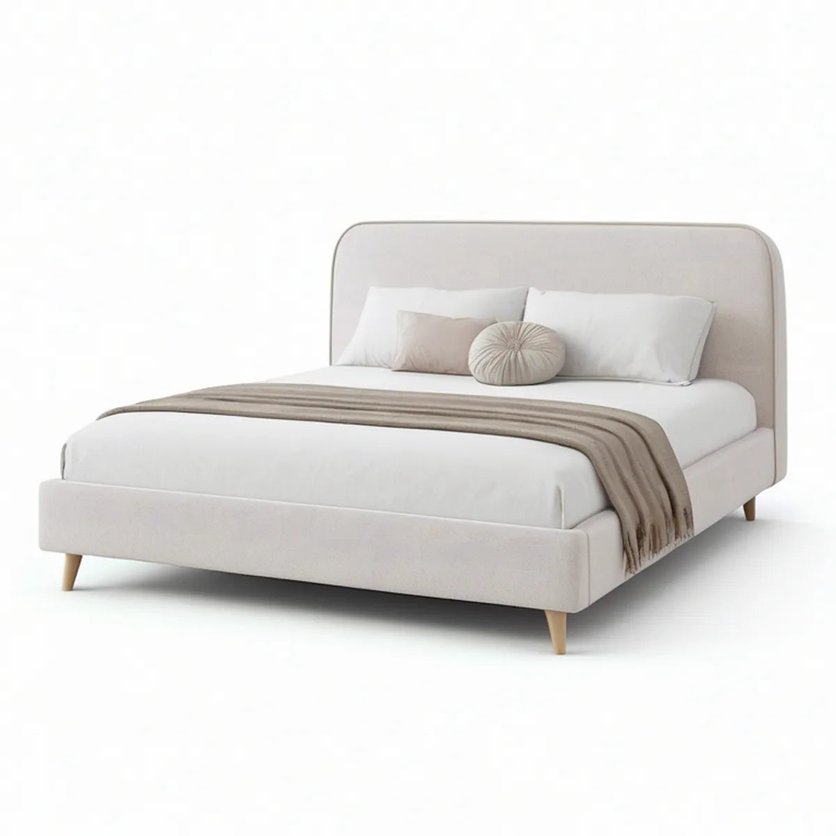 Gepolstertes Doppelbett 160 x 200 cm in Beige