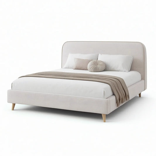 Gepolstertes Doppelbett 160 x 200 cm in Beige